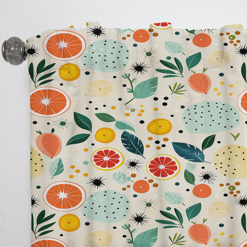 Rideau obscurcissant Mid-Century à motif de fruits pastel II - 1 panneau, L 52 po x L 90 po