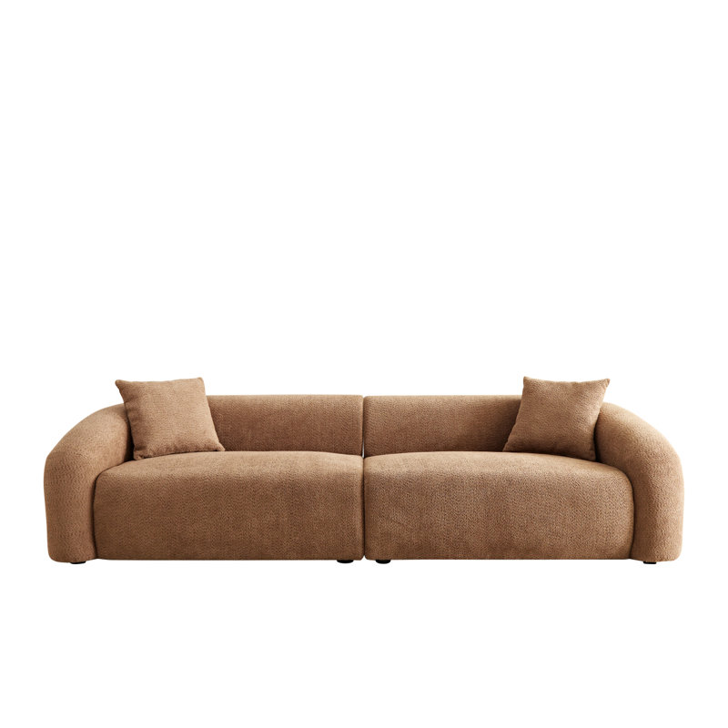 Canapé modulaire moderne Sofawks15c Camel avec coussins amovibles, tissu durable, structure en bois massif, rembourrage en éponge haute densité