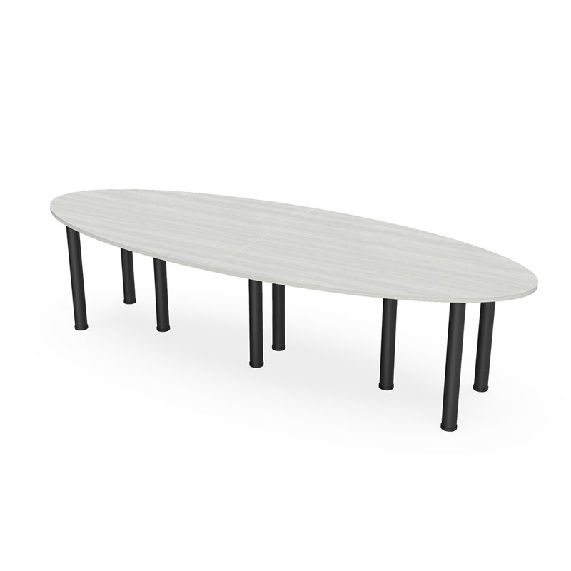 Table de conférence ovale 6 pieds avec pieds, L 30 po x l 144 po x P 48 po, Cyprès noir, Noir mat