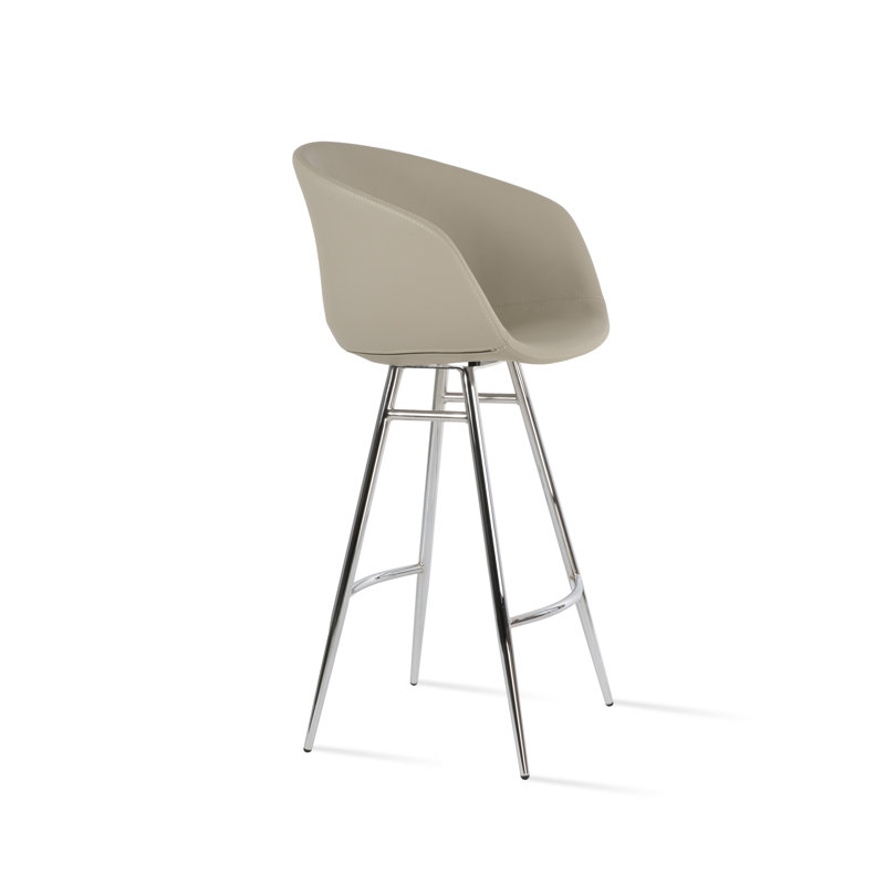 Tabouret de bar et de comptoir Tribeca Galata, Chrome, Tabouret de bar (siège d'une hauteur de 29 po), Noisette