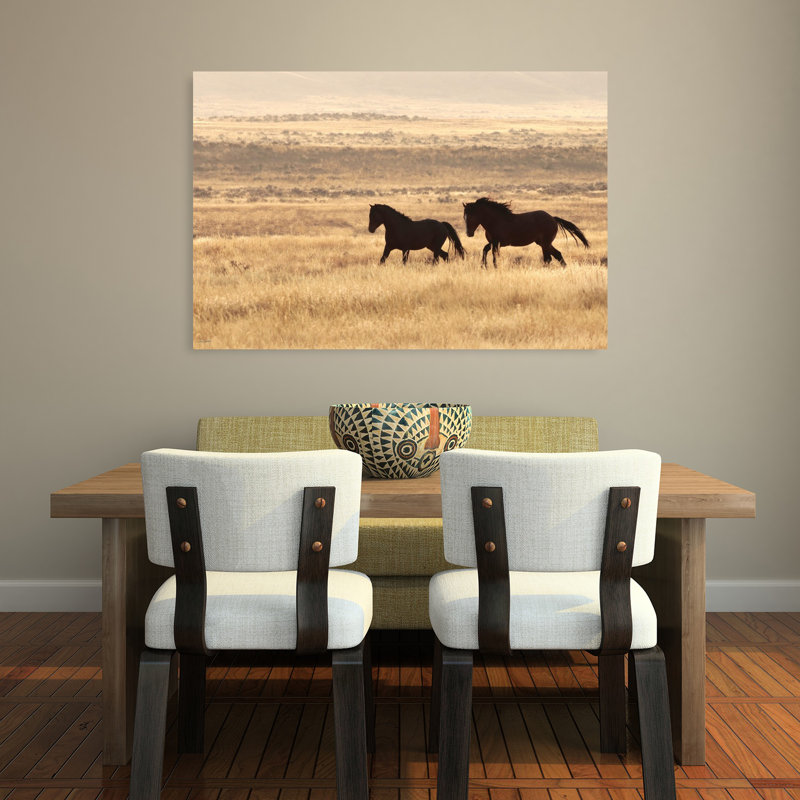 «Wild and Free Peaceful Abstract Contemporary Horse Landscape Nature», art mural, 32" H x 48" W