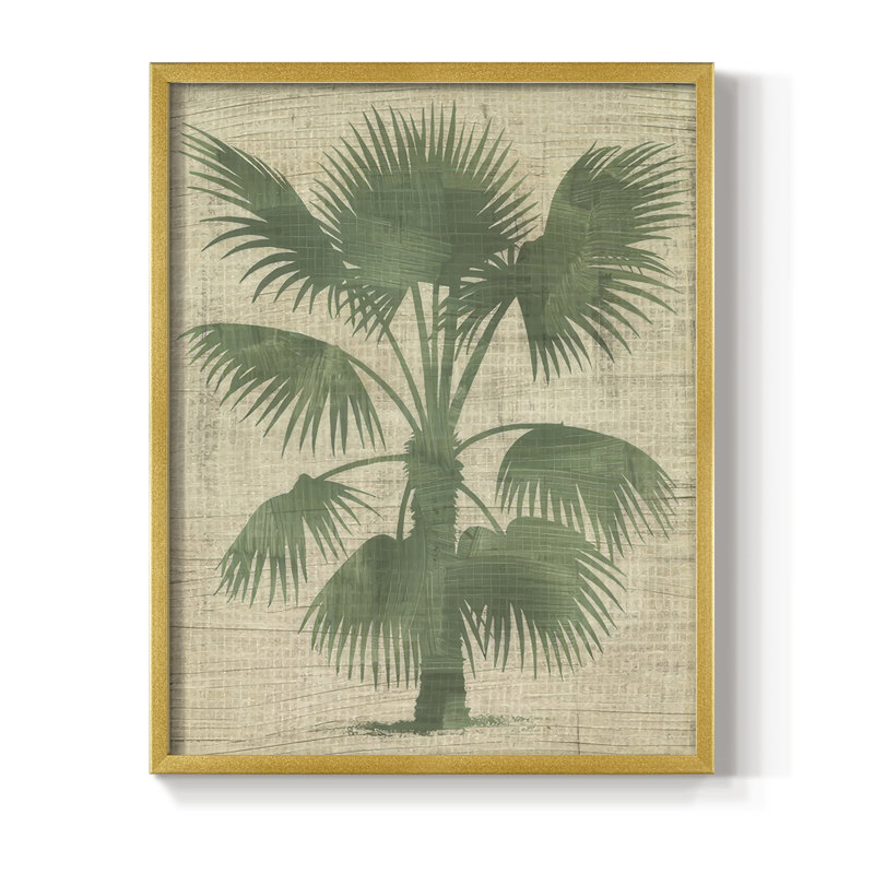 «Burlap Palm Silhouette I», reproduction encadrée - bois massif, H 30 po x l 24 po, Doré