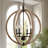 4-Light Globe Orb Wood Chandelier