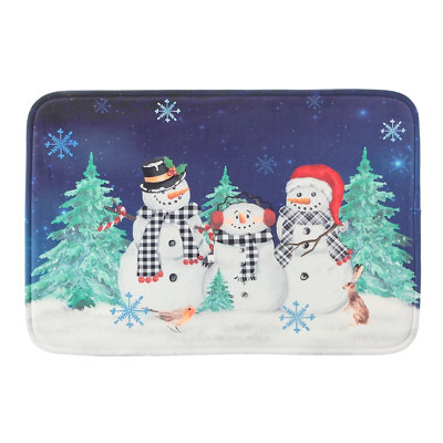 Triple bonhomme de neige 24 po x 16 po, impression numérique kailum Paillasson d’intérieur antidérapant