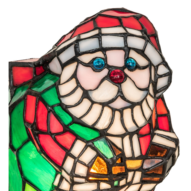 Santa Claus Tiffany Glass Accent Table Lamp