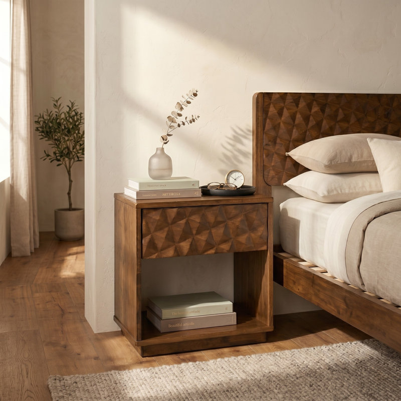  Table de chevet Sapa, Noyer foncé