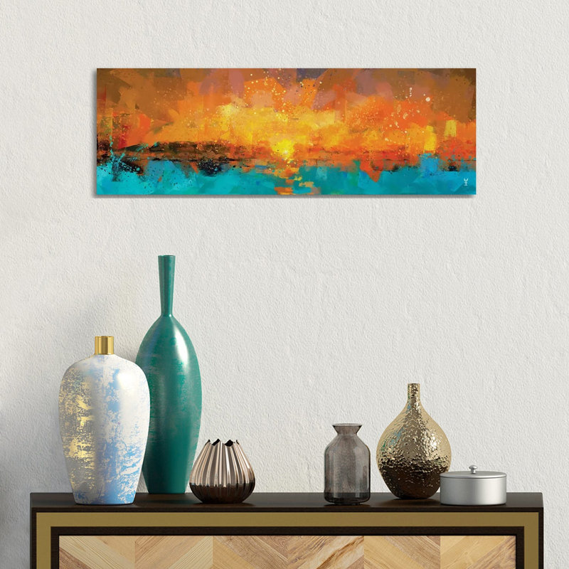 Orange Sunrise - reproduction d'art murale encadrée, H 12 po x l 36 po, Toile tendue, Ne s’applique pas