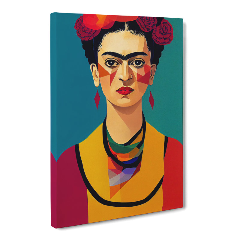 CAN-V0523-1057X Frida Kahlo Geometric - Print, No Matte, Wrapped Canvas, 60cm H x 40cm W x 3cm D