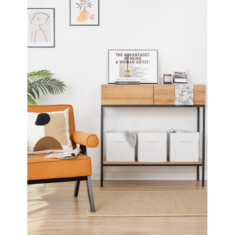 Storage Cube Bins with Handle, Cube Organizer Baskets for Shelves and Closet, 11" H x 10.75" W x 10.75" D, White