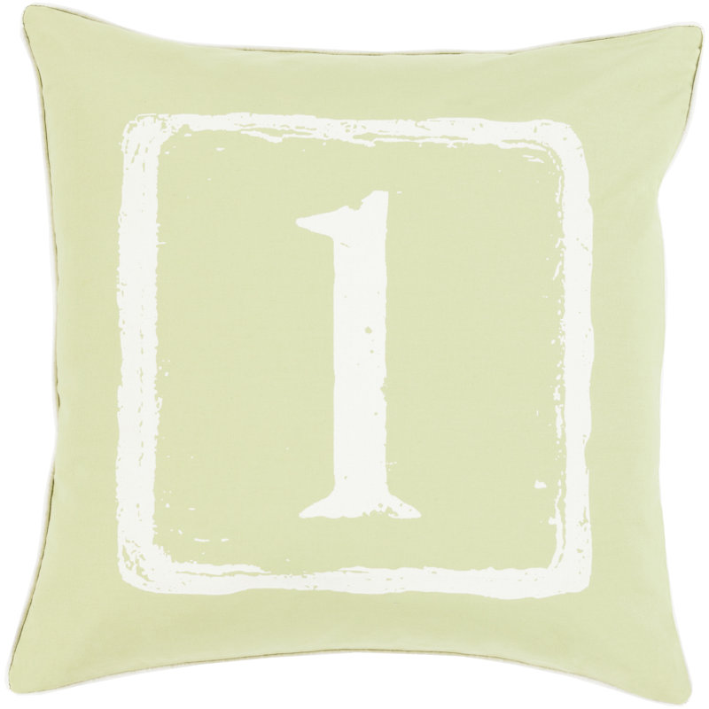 Cotton Throw Pillow, 1, 18" H x 18" W x 4" D, Ivory/Lime