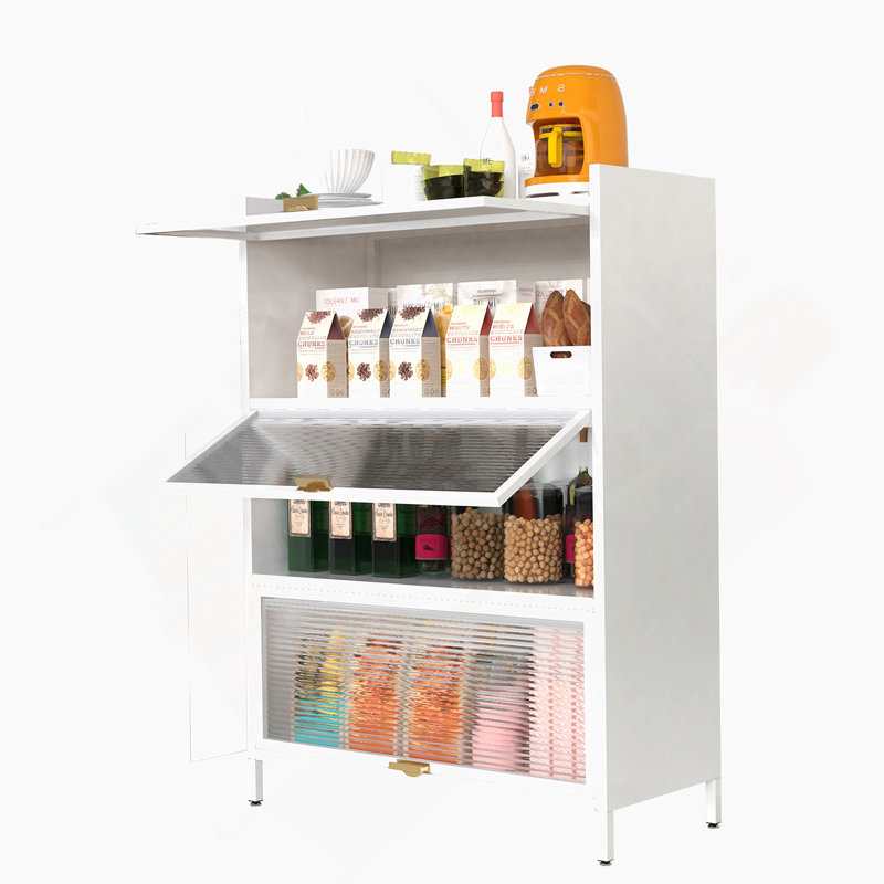 4-Level Flip Door Cabinet, Gloss White