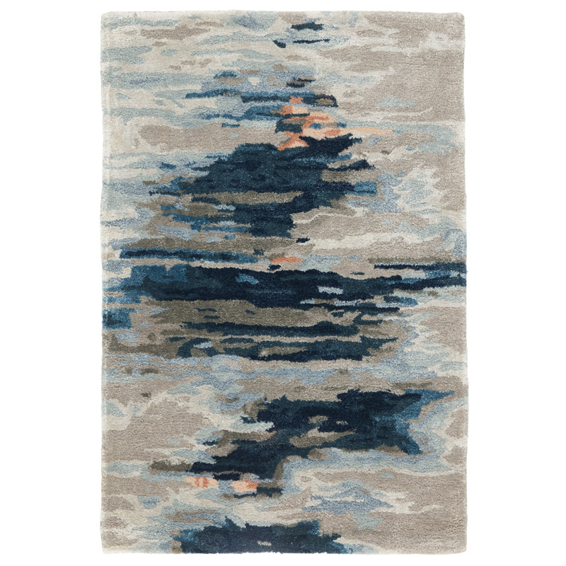 Tapis bleu touffeté à la main Fairlop, Rectangle 2 pi x 3 pi