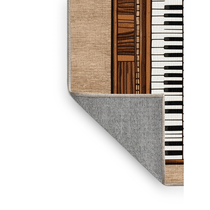Washable Piano Music Area Rug, Round 8'