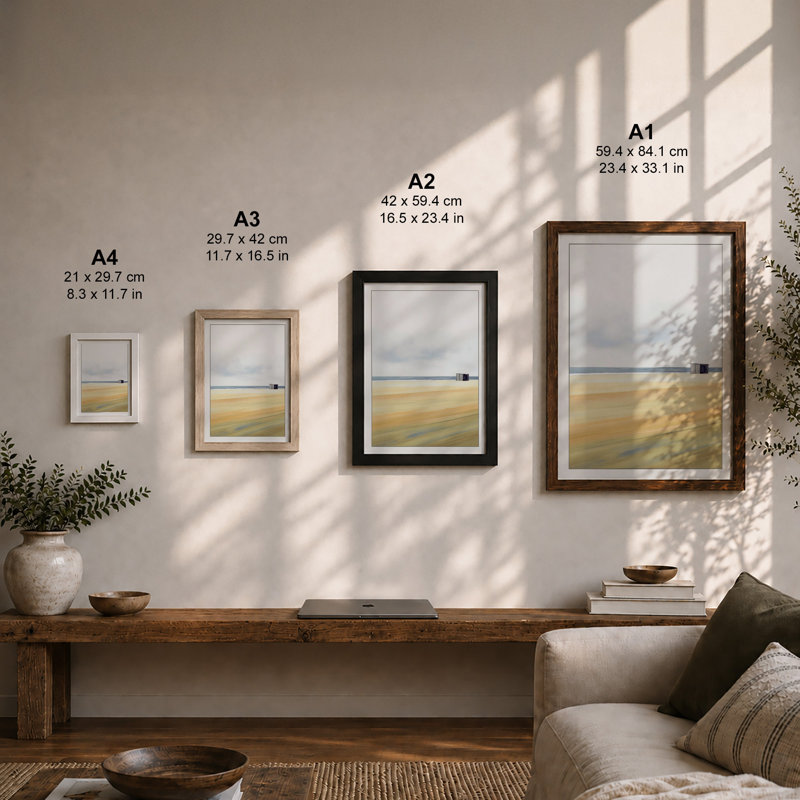 Solitary Beach Hut Coastal - Framed Print, A4 - 29.7 x 21.0 cm, White