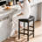 Bar Stools 15.7" Saddle Barstools with Curved Surface, PU Leather Kitchen Stool with 2" Thick Upholstery, Bar Height Stools with Footrest