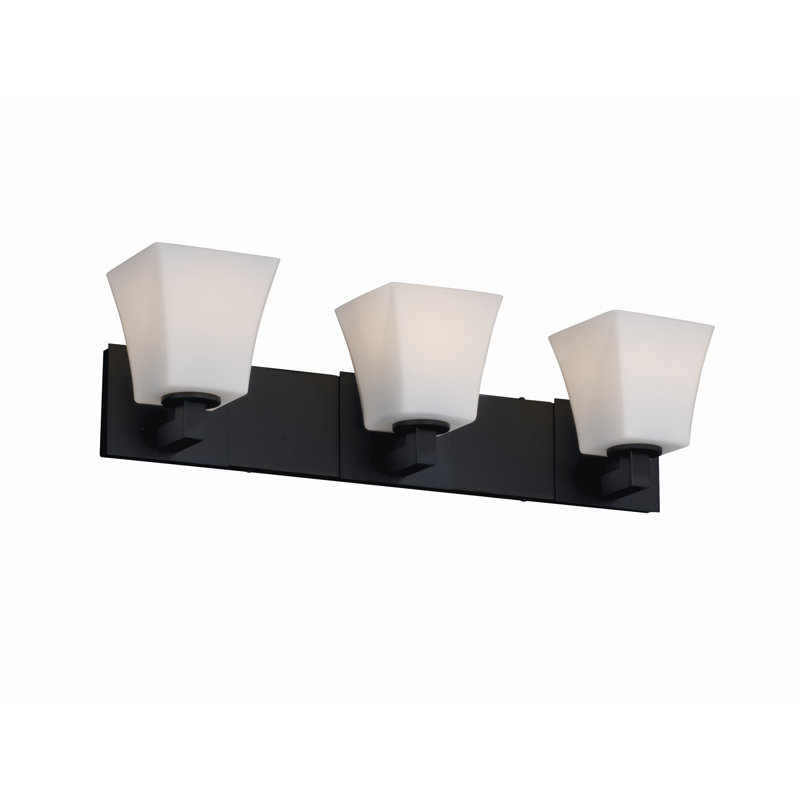 Yochman 3 - Light Vanity Light, Opal, Matte Black, Square with Flat Rim