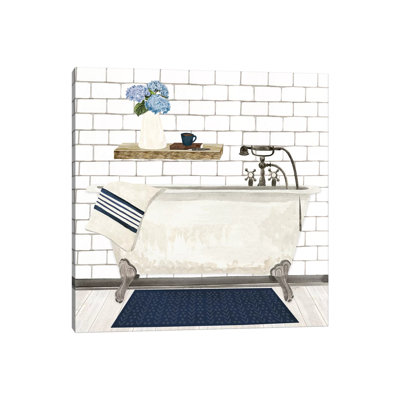 Farmhouse Bath I Navy-Tub 1 Piece Painting on Canvas