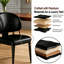 Ensemble de 2 chaises de salle à manger de style campagne moderne en lin souple noir-1090589397