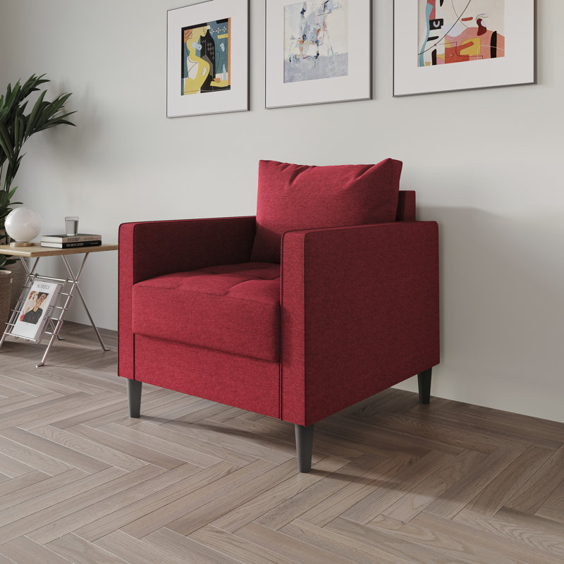 Fauteuil de 31,89 po de largeur Newquay, 100 % lin rouge