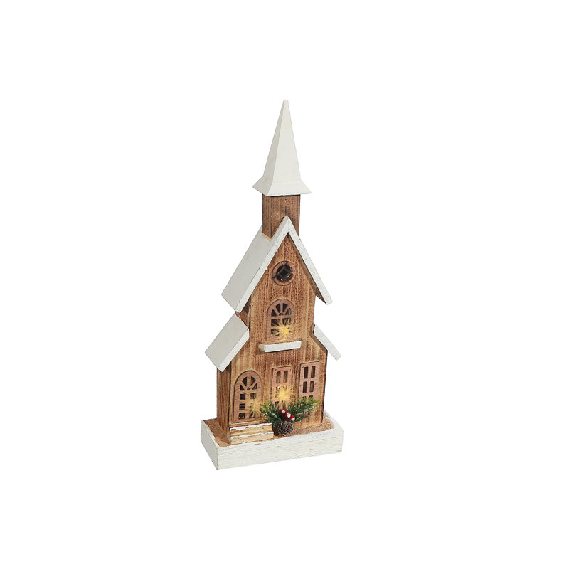 Église à DEL en bois naturel