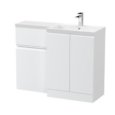 Hudson Reed Urban Floor Standing Satin Grey 1100mm x 390mm Combination Unit & Polymarble  Basin Right Hand
