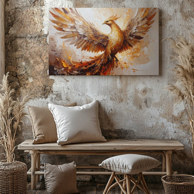 Wall Art Rise Of The Phoenix Canvasfiery Wings Of Rebirth And Radiant Light Canvas Ready To Hang Gallery Wrapped Home Decor Modern Design