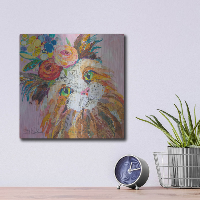 «Floral Cat» par St. Hilaire Elizabeth, H 12 po x l 12 po