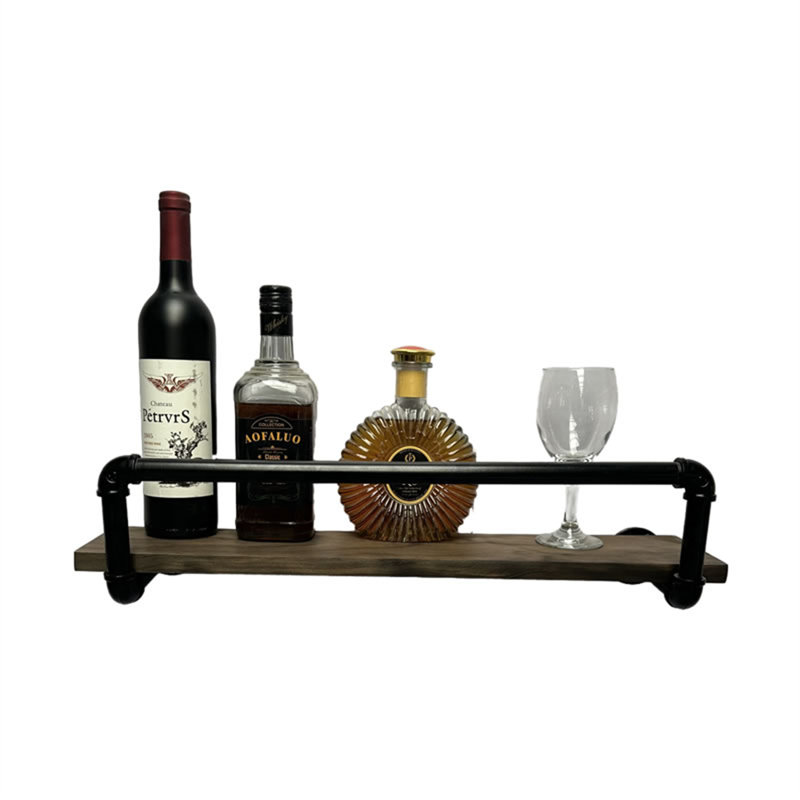 Kahan Hanging Wine Bottle & Glass Rack Black, 5.90" H x 23.62" W x 5.90" D