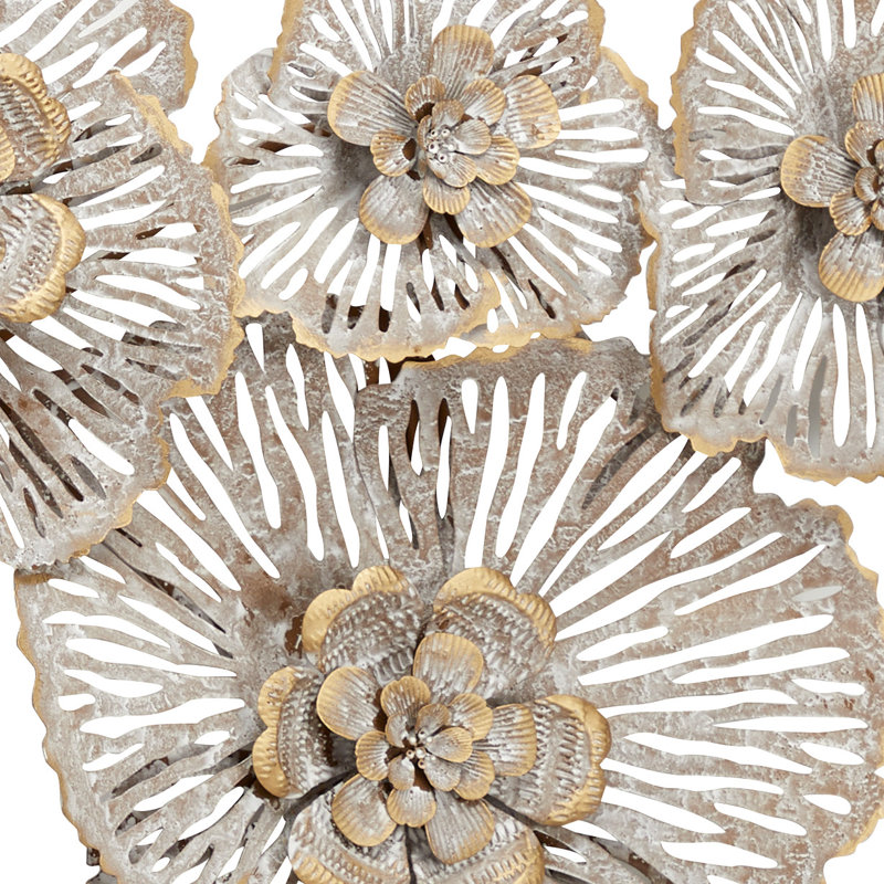 Décoration murale fleur en métal avec accents