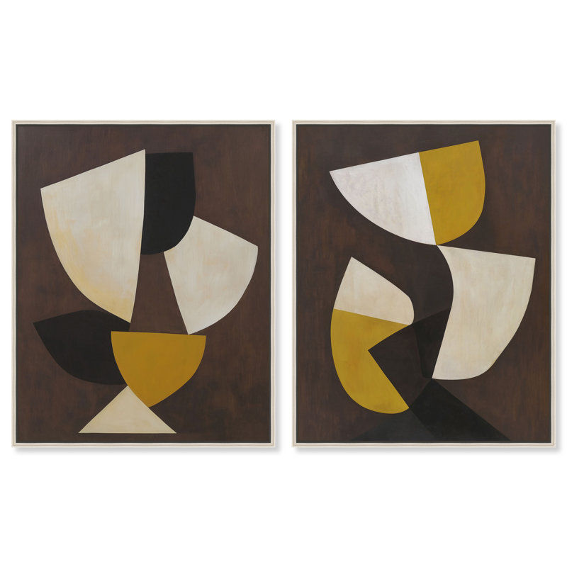 «Nod to Modernism Duo», ensemble de décorations murales modernes imprimées en acrylique encadrées par Art Remedy, cadre noir, 30 x 36
