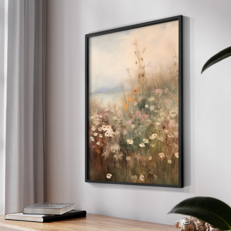 Motif floral rétro - coin fermé, Noir, H 10 po x l 8 po