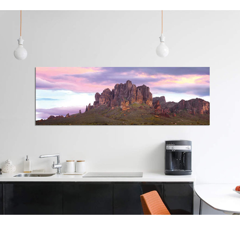 Vue panoramique des montagnes de la Superstition au coucher du soleil, Arizona par Tim Fitzharris - Impression sur toile tendue sur châssis