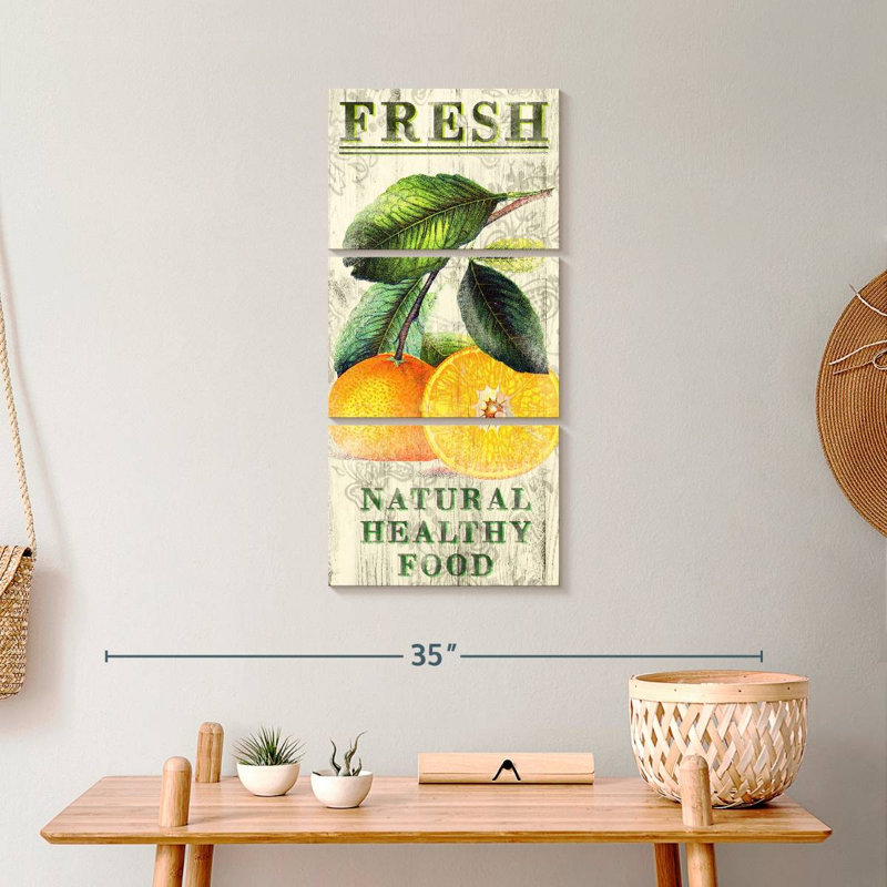 Oranges fraîches, reproduction sur toile, H 12 po x l 27 po x P 1 po