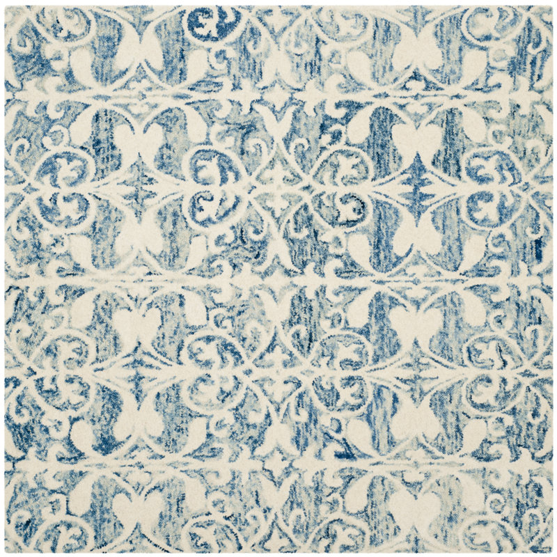 Dashanna Hand Tufted Wool Floral Rug, Square 5'