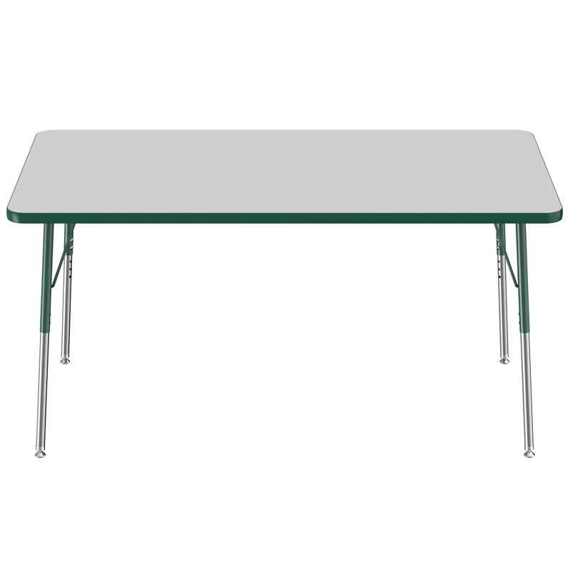 Table d'activité rectangulaire à hauteur réglable en forme de T, Gris/vert, Super, 36 po x 60 po