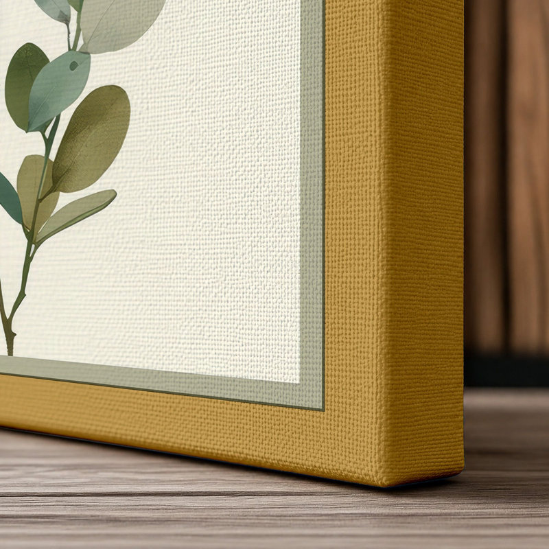 Study in Sage Botanical - Wrapped Canvas, 24x16 - 61.0 x 40.6 cm, Ochre Border