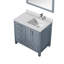 Meuble-lavabo de salle de bain 36 po X P 22 po D, dessus en quartz décalé à droite, ensemble de robinet et Miroirs-2143774607