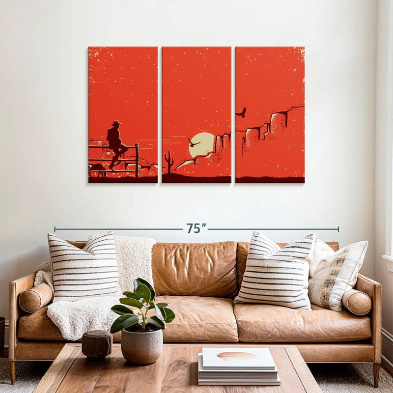 Lelar Cowboy Sunset Landscape, 36" H x 57" W