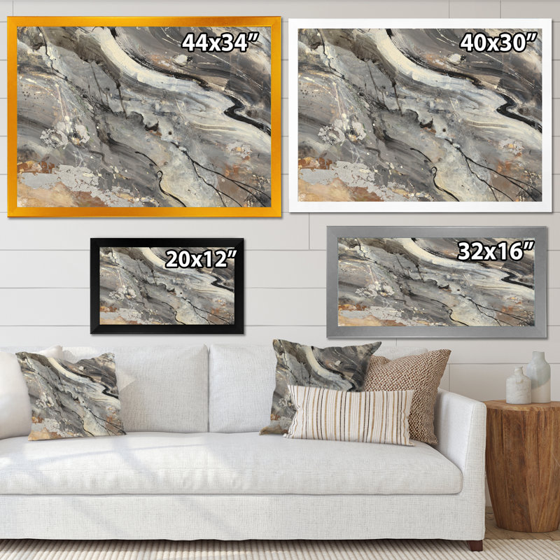 Fire and Ice Minerals V - reproduction d'art sur toile encadrée, H 36 po x l 46 po x P 1,5 po, Cadre noir