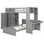 Lit mezzanine simple avec lit autonome, tablettes, bureau et garde-robe - gris