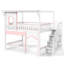 Lit superposé House avec bibliothèque, escalier de rangement et garde-corps-527073950
