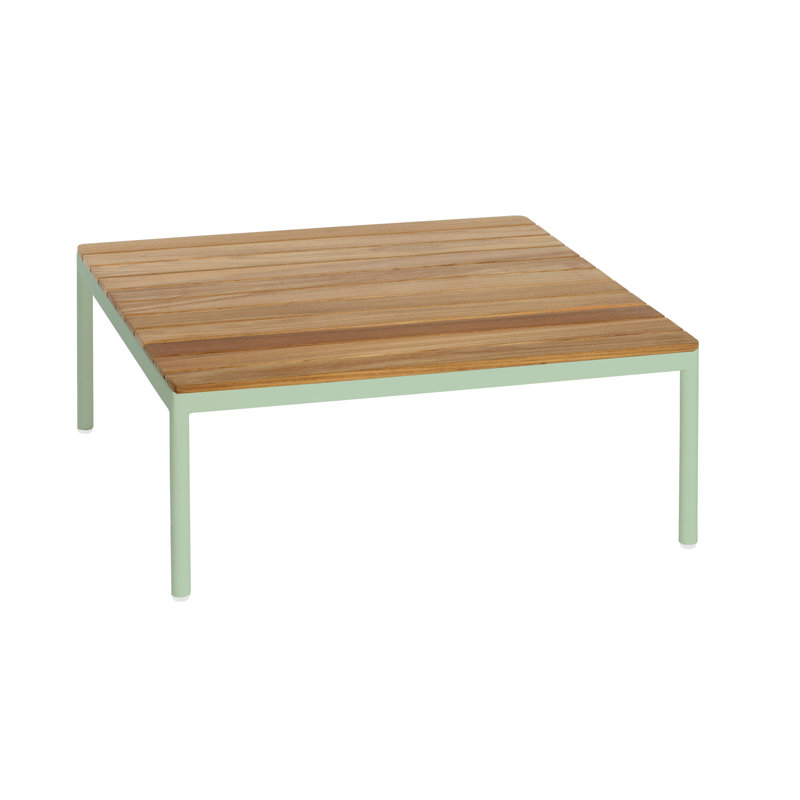 Riad Outdoor Square Coffee Table, Teak, Pastel Green, 14.3"