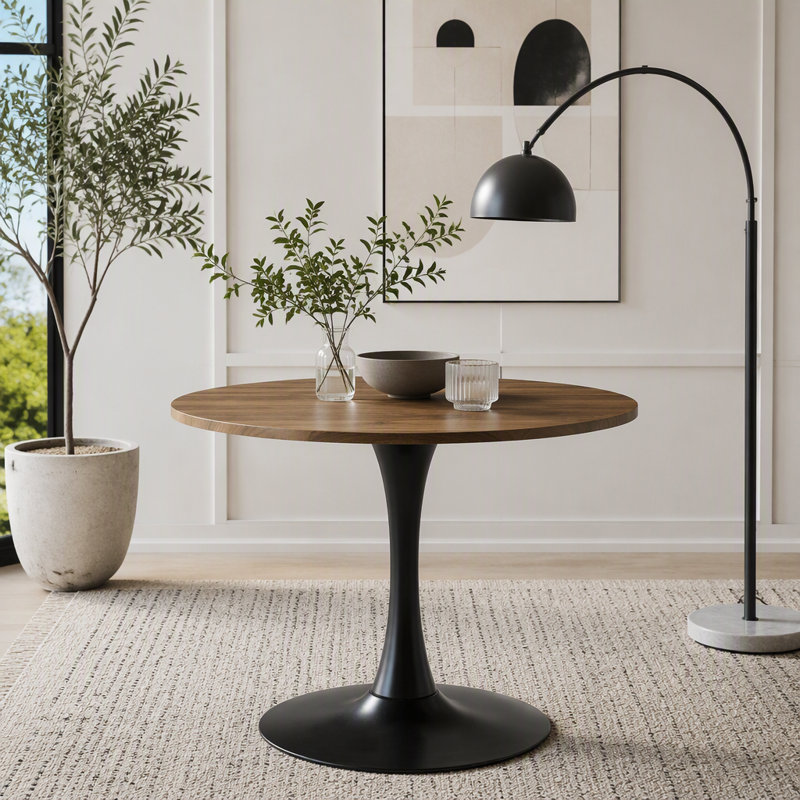 Table tulipe 31,5 pouces pour petits espaces, Noir + noyer