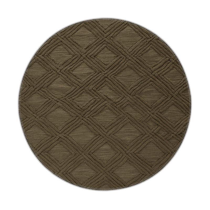 Trellis Brown Indoor and Outdoor Area Rug, Round 5'