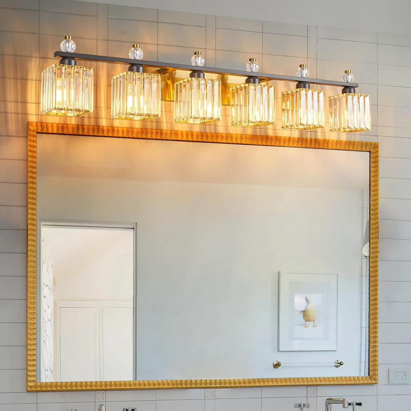 Luminaire de meuble-lavabo moderne en cristal pour éclairage de miroir de salle de bain, Laiton
