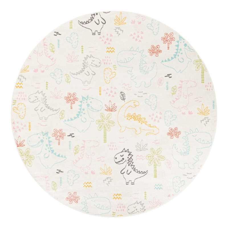 Whimsy Machine Woven Polypropylene Plastic Rug, Round 7'10"