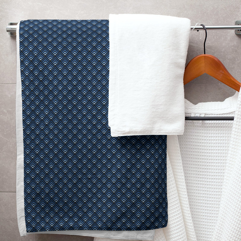 Serviette de bain géométrique katelyn elizabeth, Noir, bleu, blanc
