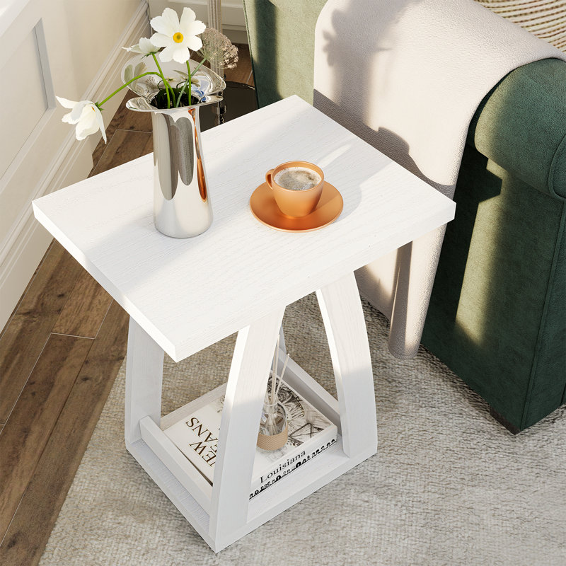 Table de bout 19,69 po, petite table d'appoint pour salon, chambre à coucher, table de chevet (ensemble de 2), Blanc, 2