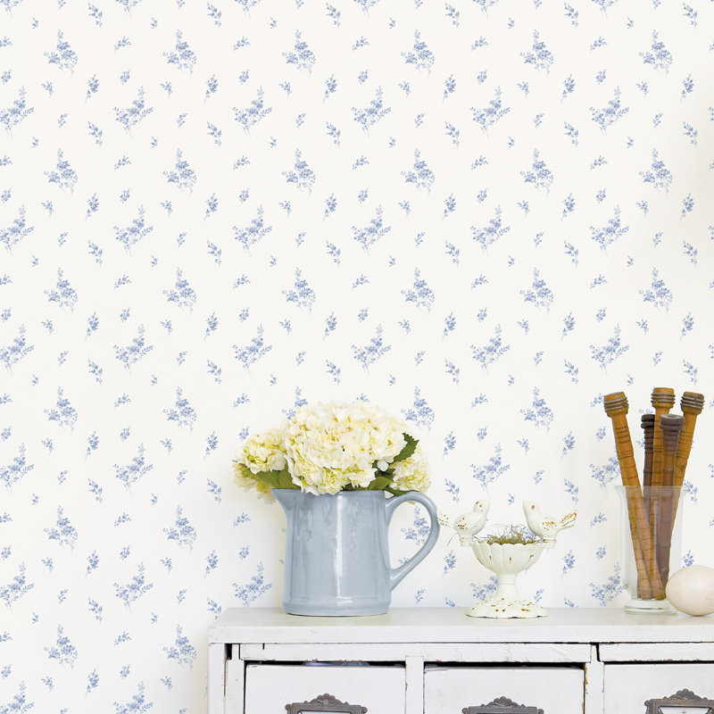 Saroyan 10m x 53cm Matt Wallpaper Roll, Blue/White