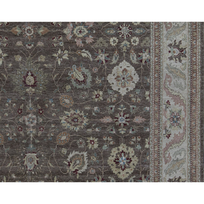 Tapis brun et ivoire noué à la main de haute qualité